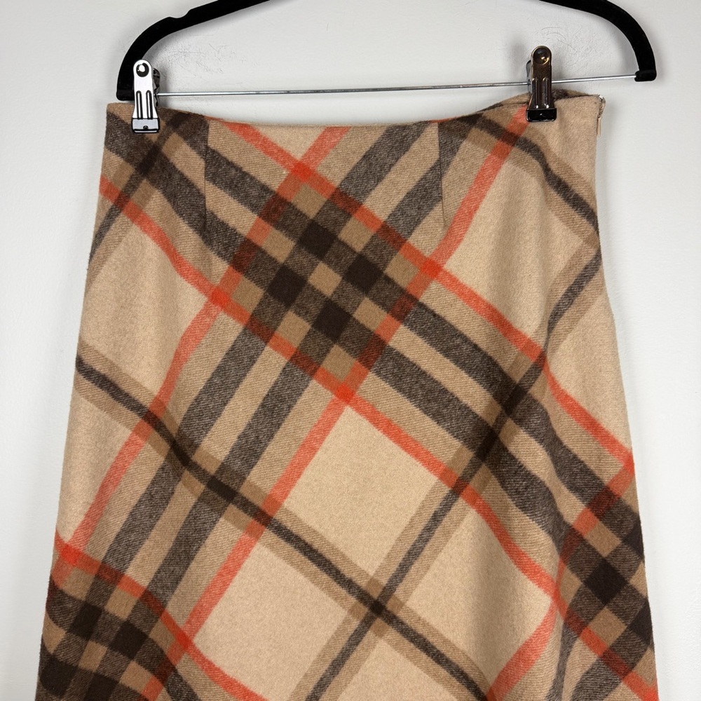 Chadwick’s Of Boston Plaid Midi Brown Wool Blend Skirt Academia Preppy Size 6 - Picture 2 of 10